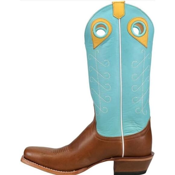NEW Justin Boots Hattie Turquoise Brown Leather Cowboy Western Boots Snip Toe S